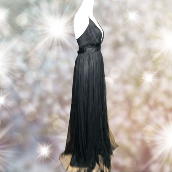 Windsor beautiful black tulle long lace up back prom or formal dress. - Picture 11 of 15